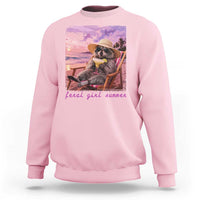 Feral Girl Summer Sweatshirt Funny Raccoon Summer Beach Meme