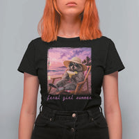 Feral Girl Summer T Shirt For Women Funny Raccoon Summer Beach Meme