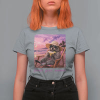 Feral Girl Summer T Shirt For Women Funny Raccoon Summer Beach Meme