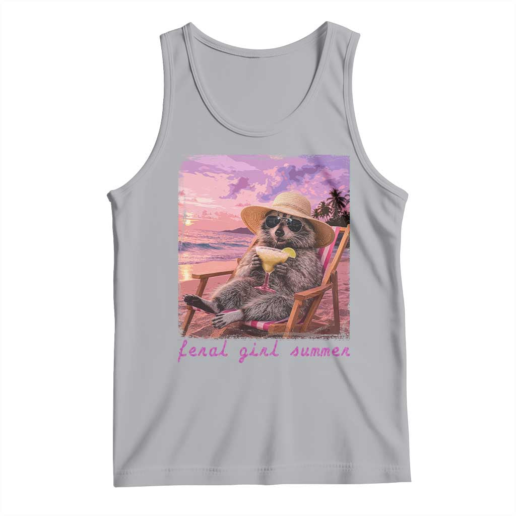 Feral Girl Summer Tank Top Funny Raccoon Summer Beach Meme