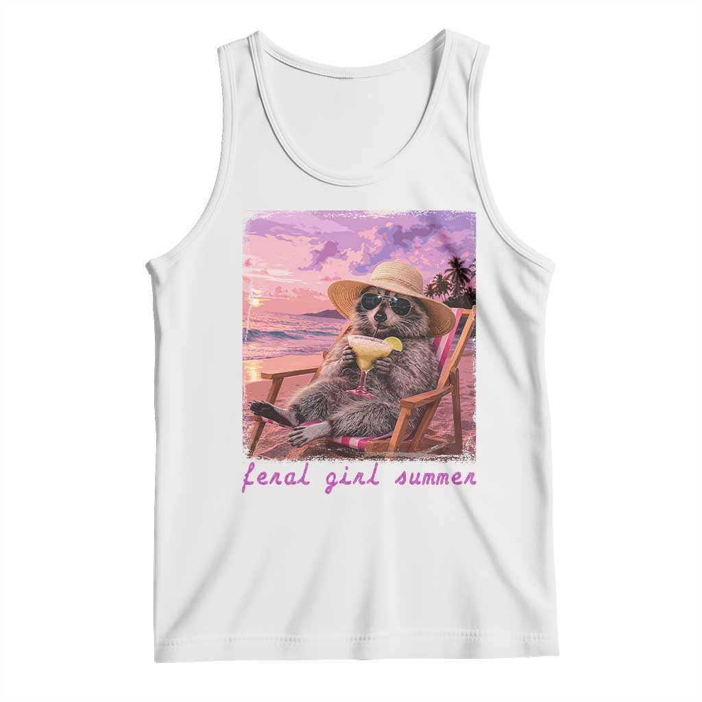 Feral Girl Summer Tank Top Funny Raccoon Summer Beach Meme