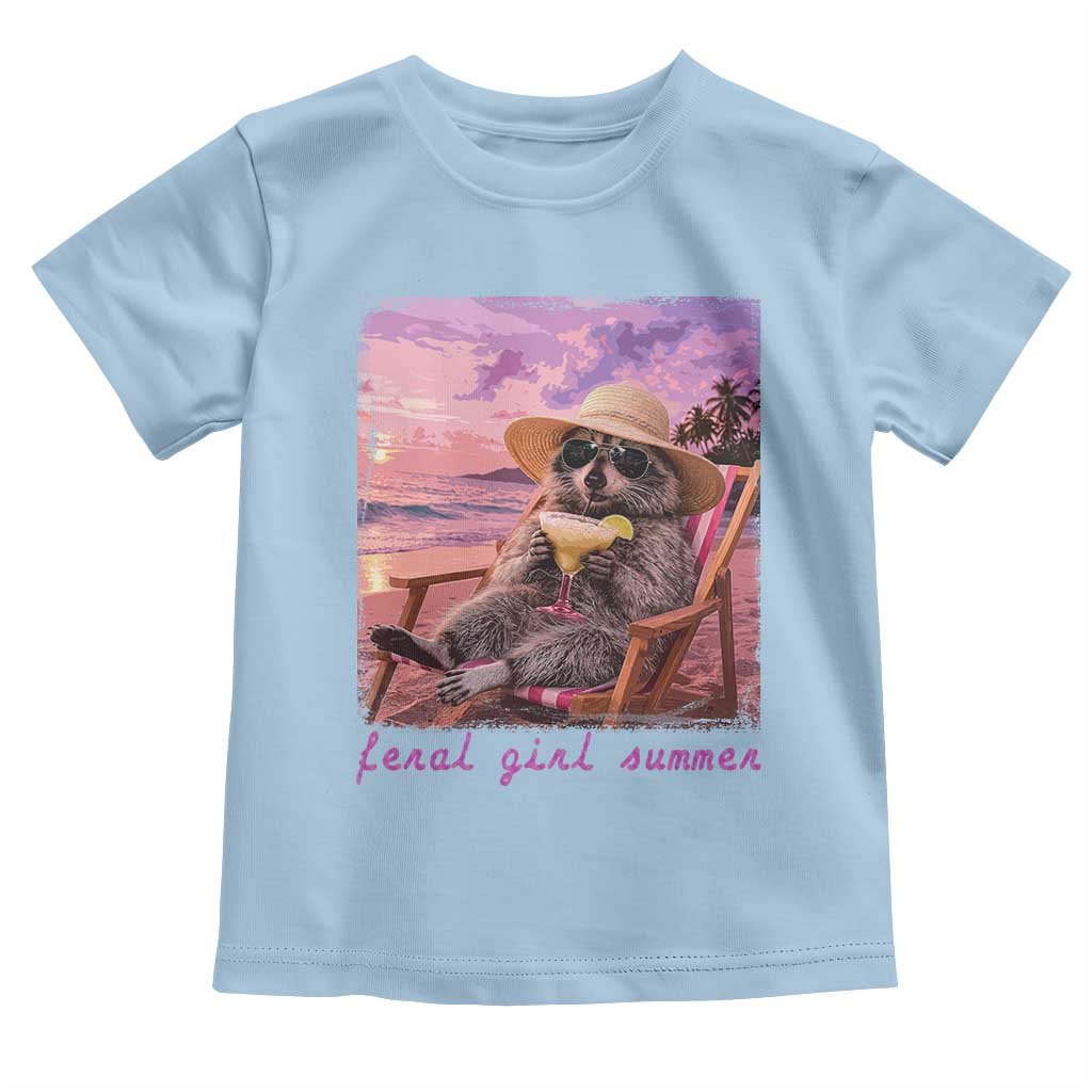 Feral Girl Summer Toddler T Shirt Funny Raccoon Summer Beach Meme