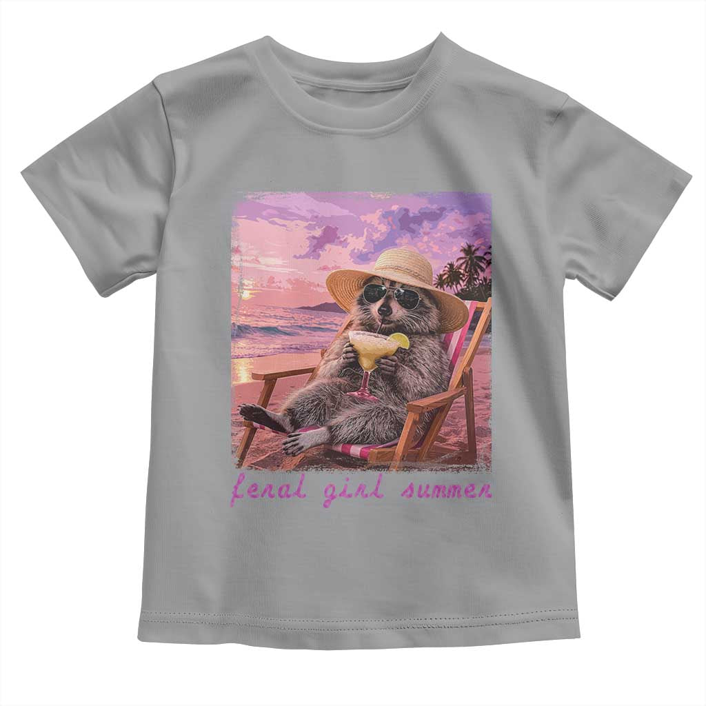 Feral Girl Summer Toddler T Shirt Funny Raccoon Summer Beach Meme