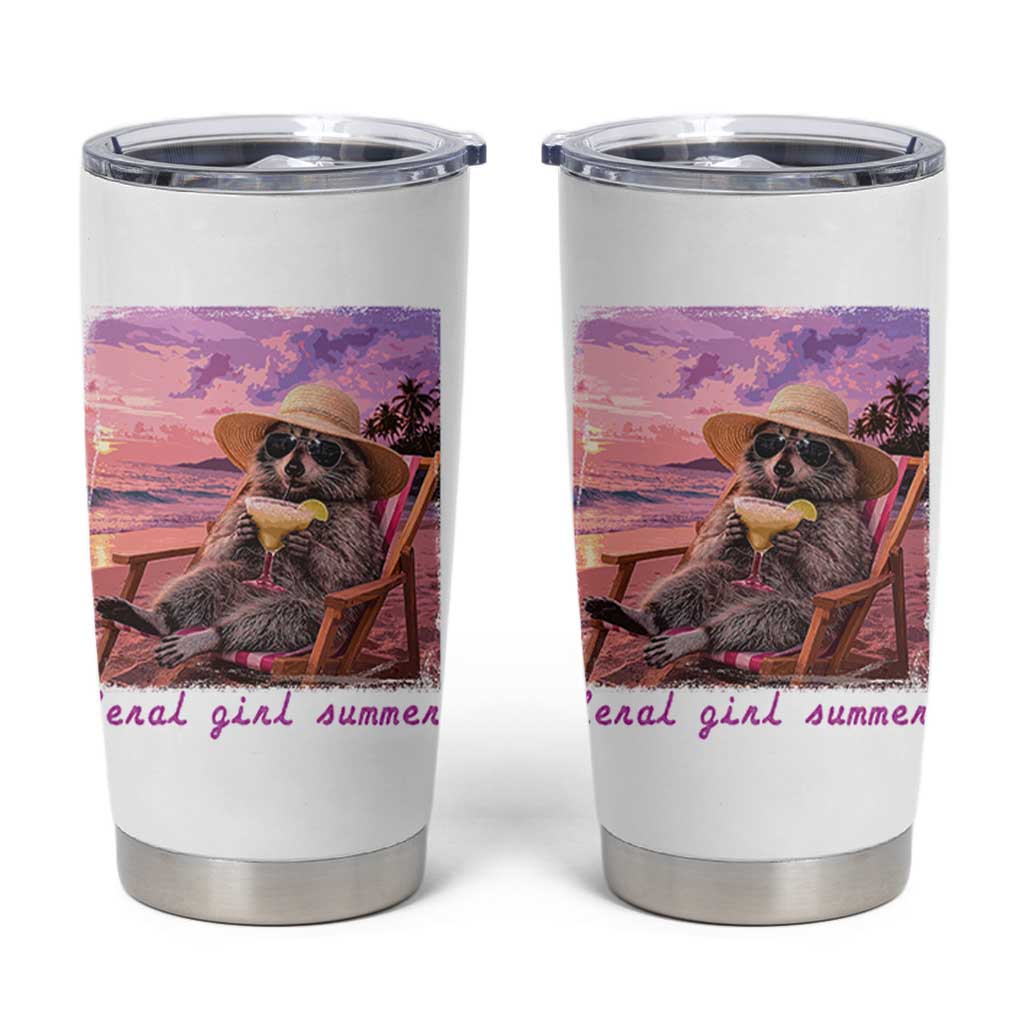 Feral Girl Summer Tumbler Cup Funny Raccoon Summer Beach Meme