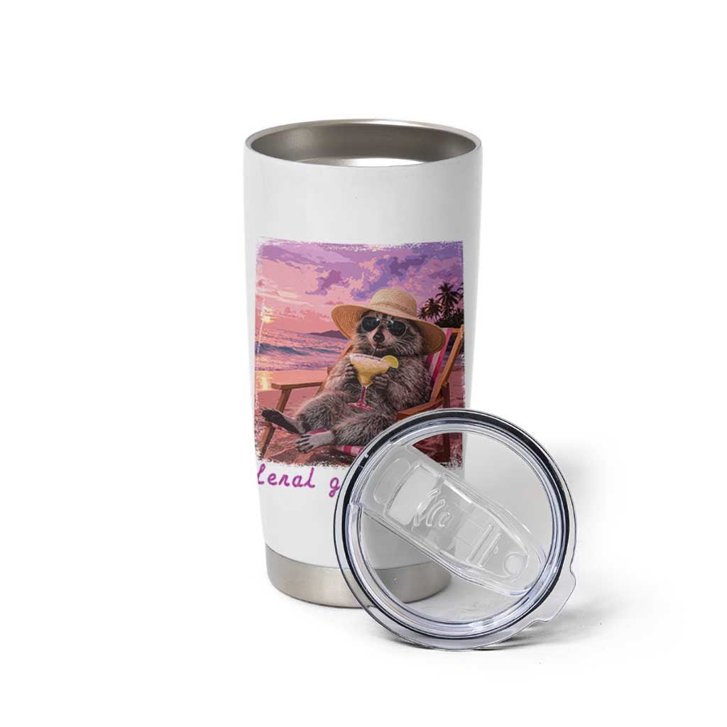 Feral Girl Summer Tumbler Cup Funny Raccoon Summer Beach Meme