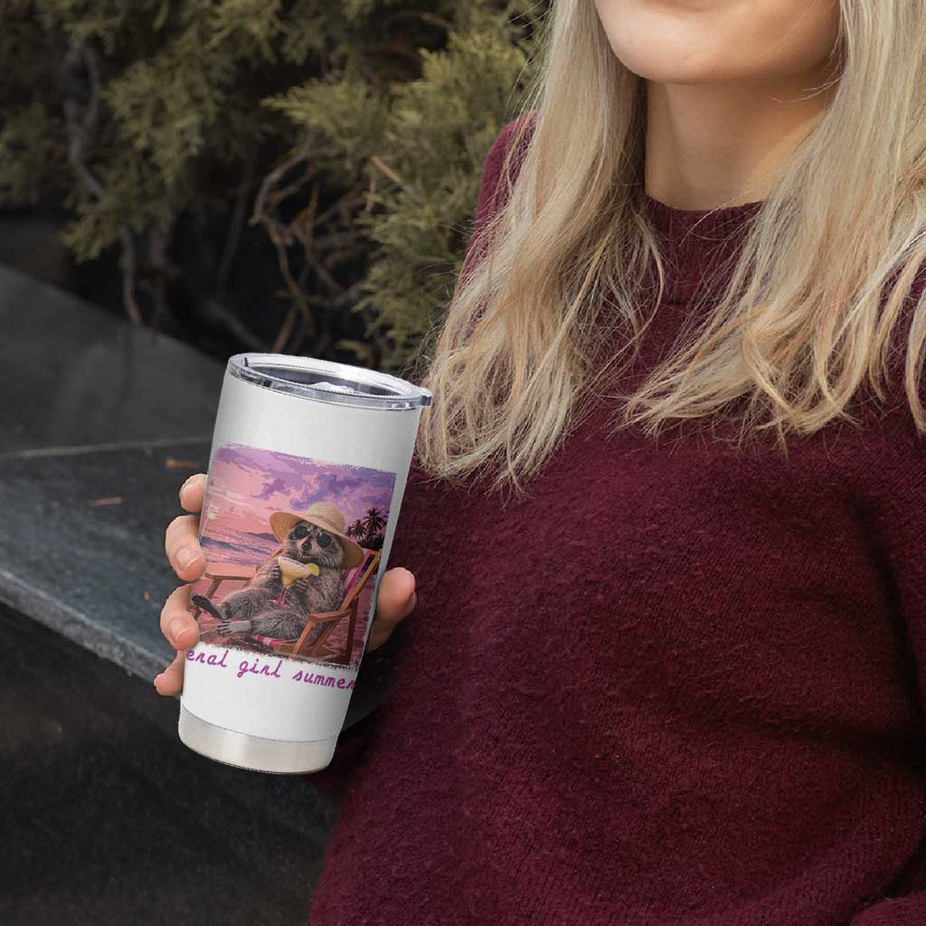 Feral Girl Summer Tumbler Cup Funny Raccoon Summer Beach Meme