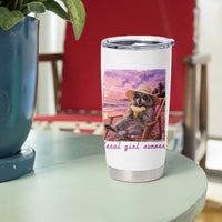 Feral Girl Summer Tumbler Cup Funny Raccoon Summer Beach Meme