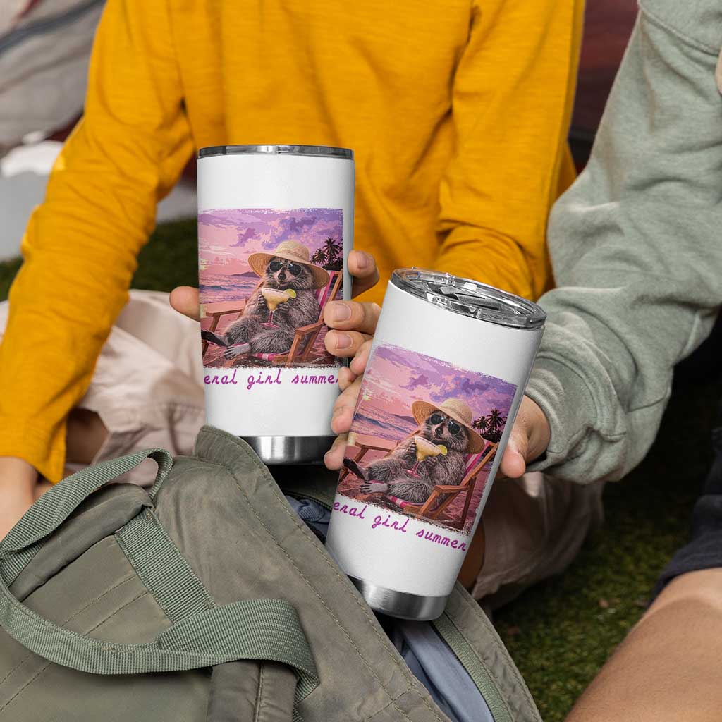 Feral Girl Summer Tumbler Cup Funny Raccoon Summer Beach Meme
