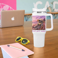 Feral Girl Summer Tumbler With Handle Funny Raccoon Summer Beach Meme