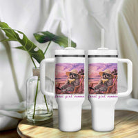 Feral Girl Summer Tumbler With Handle Funny Raccoon Summer Beach Meme