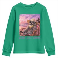 Feral Girl Summer Youth Sweatshirt Funny Raccoon Summer Beach Meme