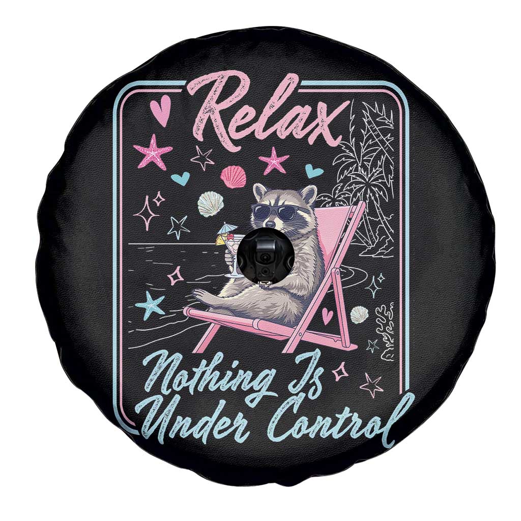 Relax Nothing Is Under Control Spare Tire Cover Chill Raccoon Beach Vacation Gift