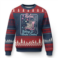 Relax Nothing Is Under Control Ugly Christmas Sweater Chill Raccoon Beach Vacation Gift