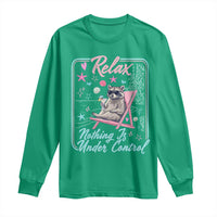Relax Nothing Is Under Control Long Sleeve Shirt Chill Raccoon Beach Vacation Gift
