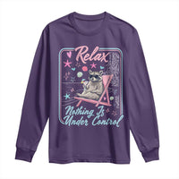 Relax Nothing Is Under Control Long Sleeve Shirt Chill Raccoon Beach Vacation Gift