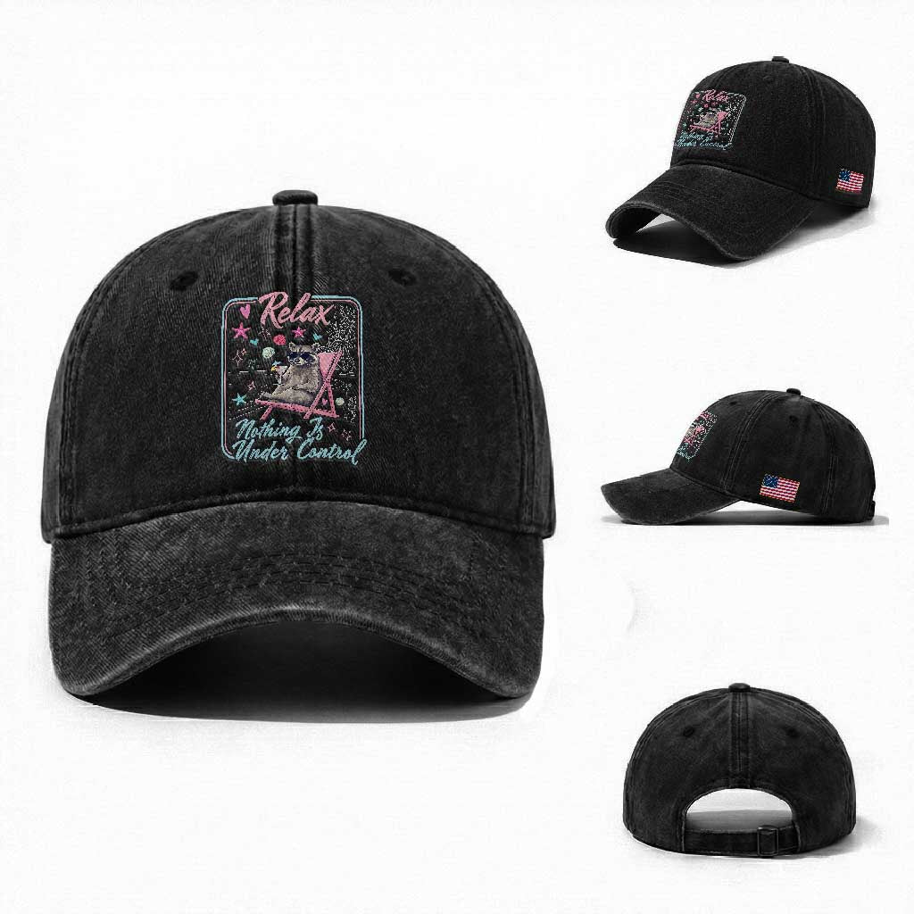 Relax Nothing Is Under Control Washed Cotton Baseball Cap Chill Raccoon Beach Vacation Gift