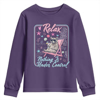 Relax Nothing Is Under Control Youth Sweatshirt Chill Raccoon Beach Vacation Gift