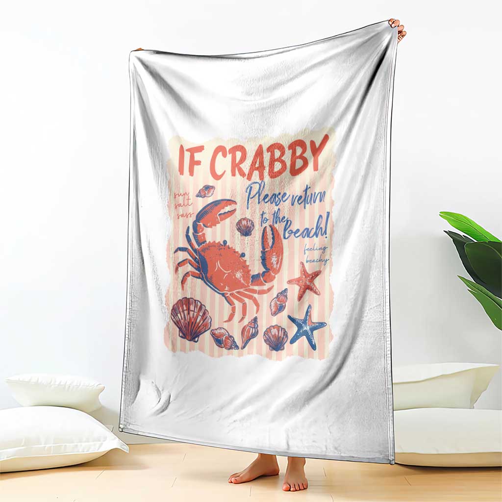 If Crabby Please Return To The Beach Throw Blanket Funny Crab Summer Vibes