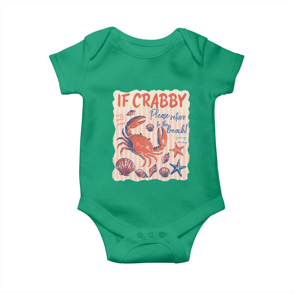 If Crabby Please Return To The Beach Baby Onesie Funny Crab Summer Vibes