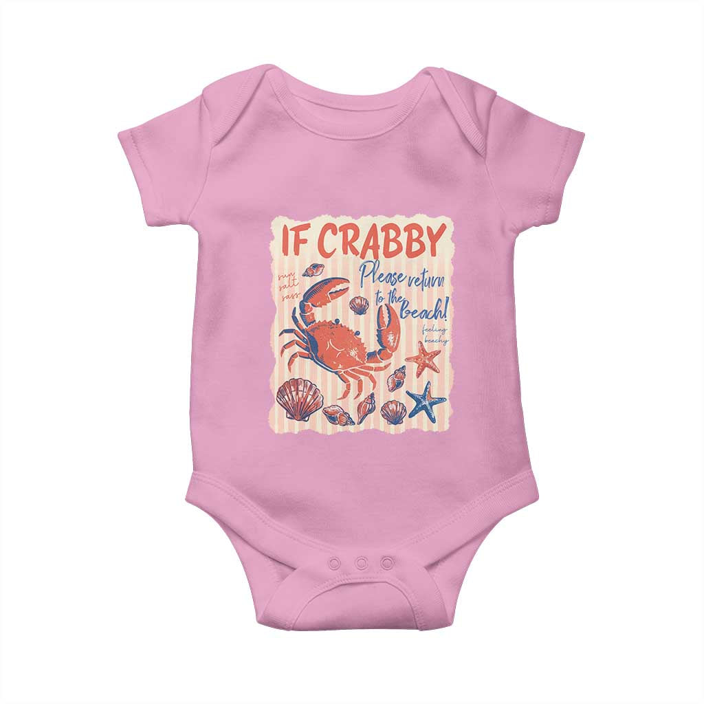 If Crabby Please Return To The Beach Baby Onesie Funny Crab Summer Vibes