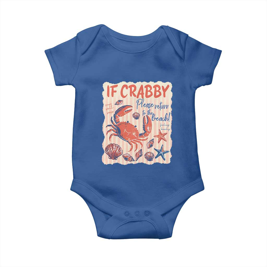 If Crabby Please Return To The Beach Baby Onesie Funny Crab Summer Vibes
