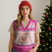 If Crabby Please Return To The Beach V-Neck Knit Sweater Vest Funny Crab Summer Vibes