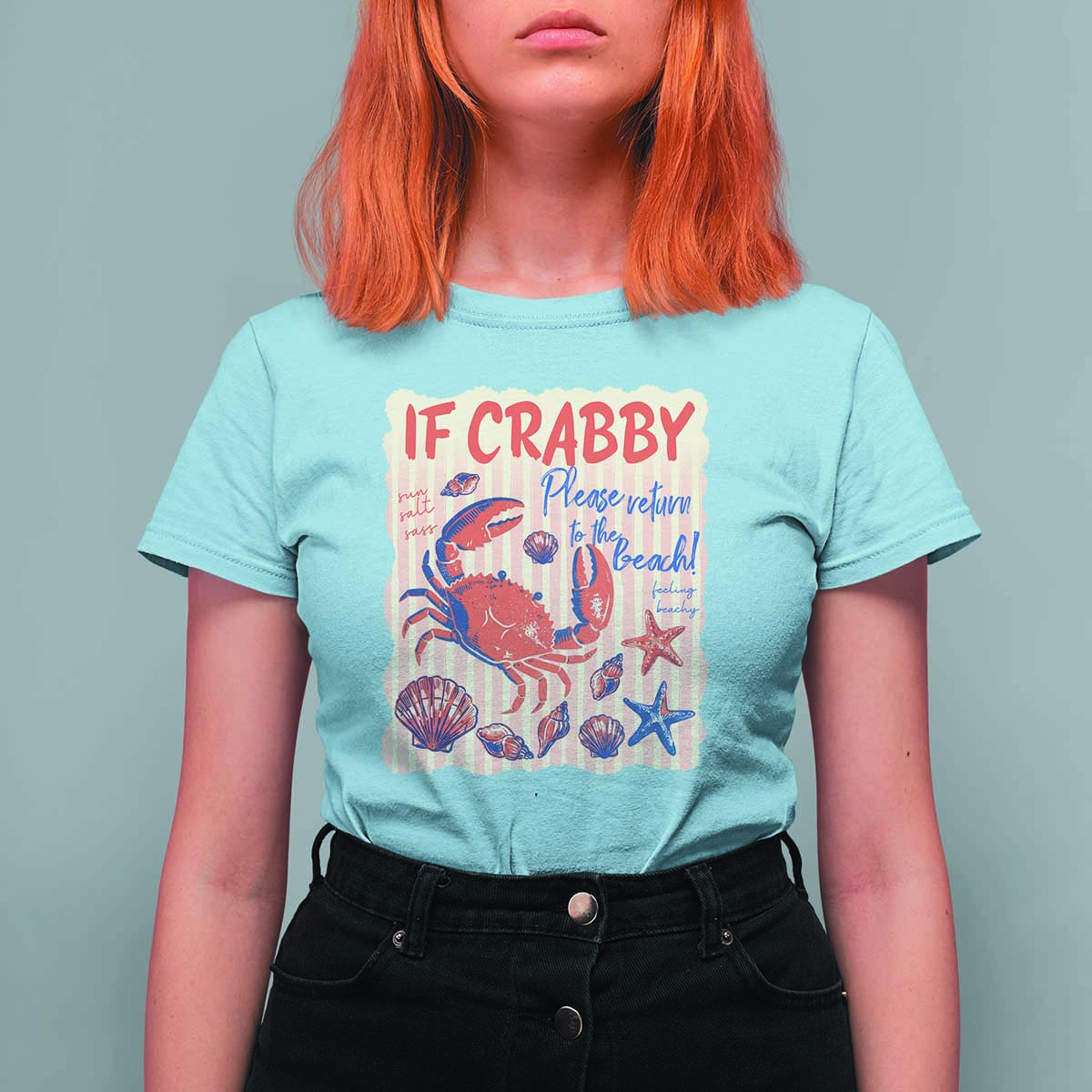 If Crabby Please Return To The Beach T Shirt For Women Funny Crab Summer Vibes