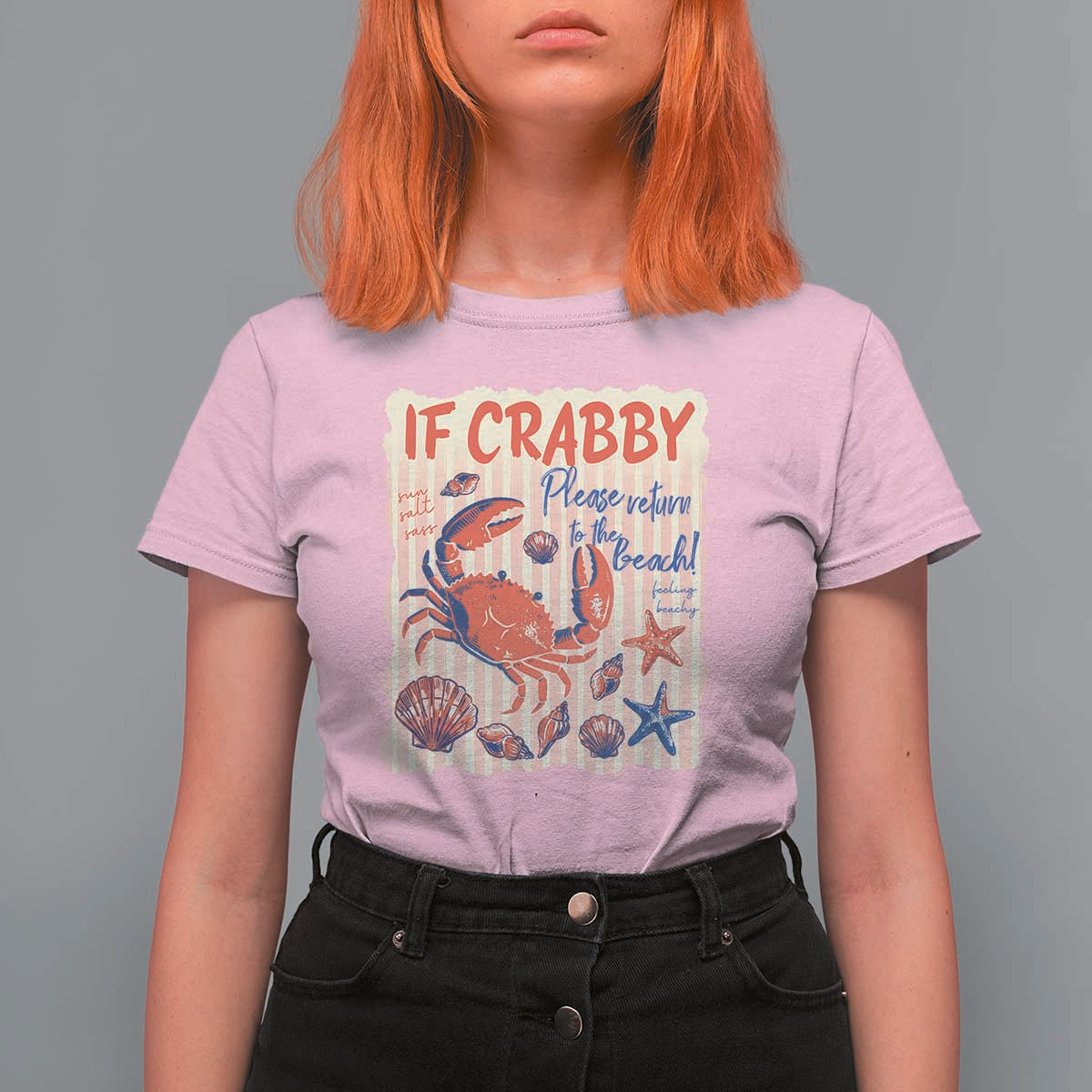 If Crabby Please Return To The Beach T Shirt For Women Funny Crab Summer Vibes
