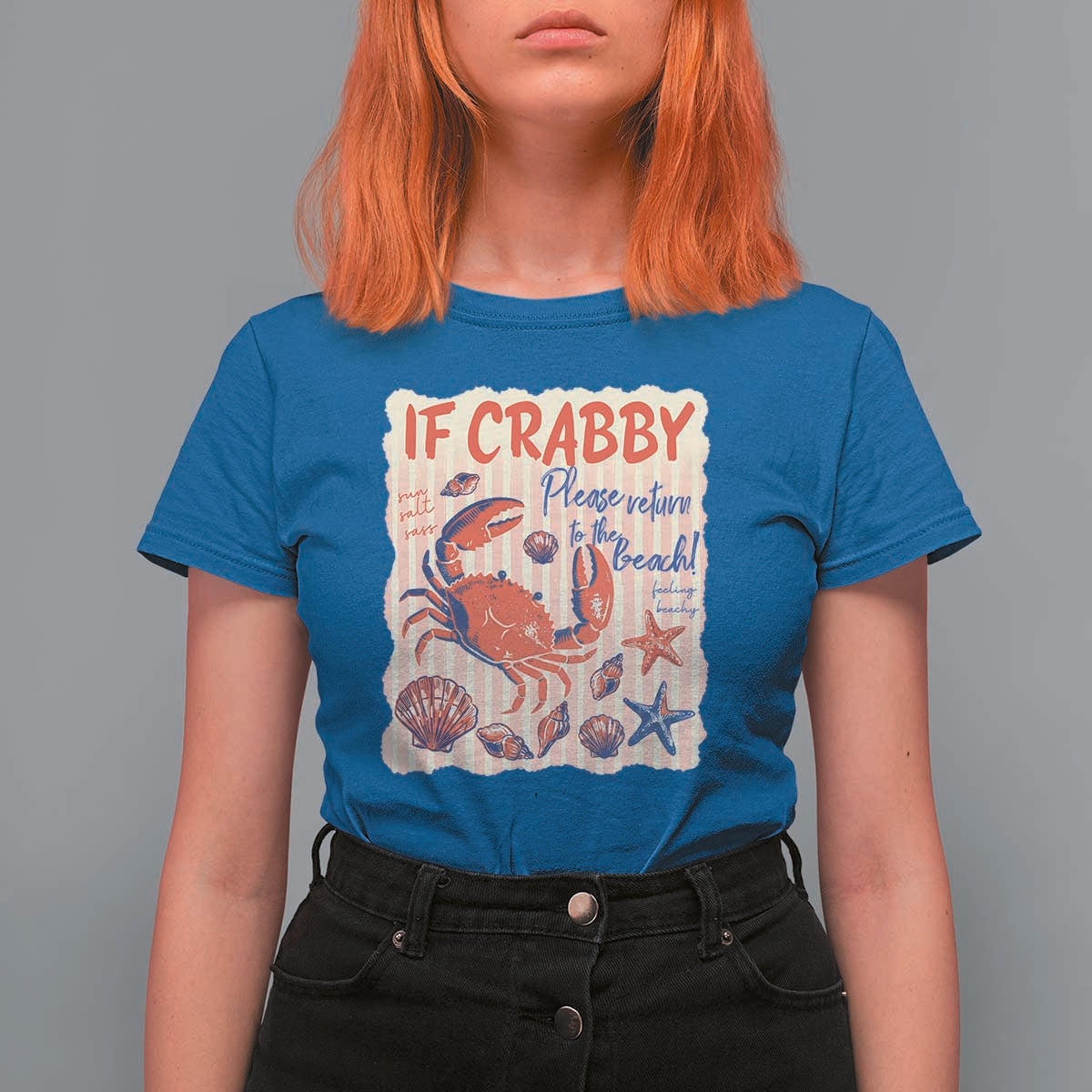 If Crabby Please Return To The Beach T Shirt For Women Funny Crab Summer Vibes