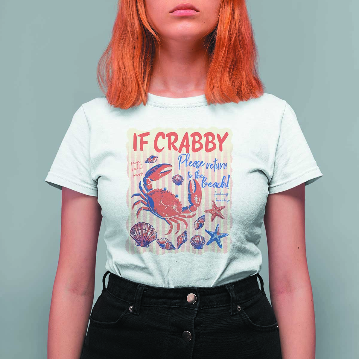 If Crabby Please Return To The Beach T Shirt For Women Funny Crab Summer Vibes