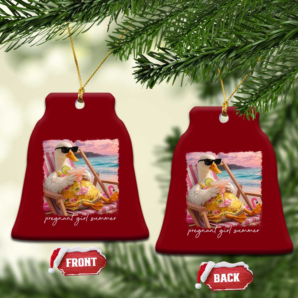 Pregnant Girl Summer Ceramic Ornament Silly Goose Mom Baby Announcement