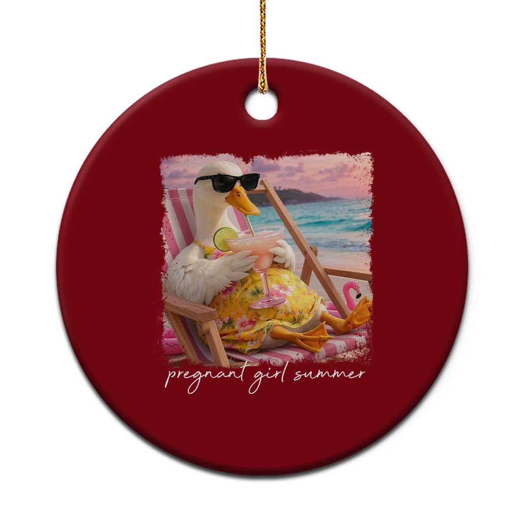 Pregnant Girl Summer Ceramic Ornament Silly Goose Mom Baby Announcement