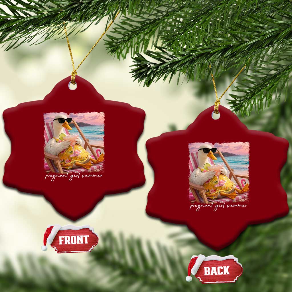 Pregnant Girl Summer Ceramic Ornament Silly Goose Mom Baby Announcement