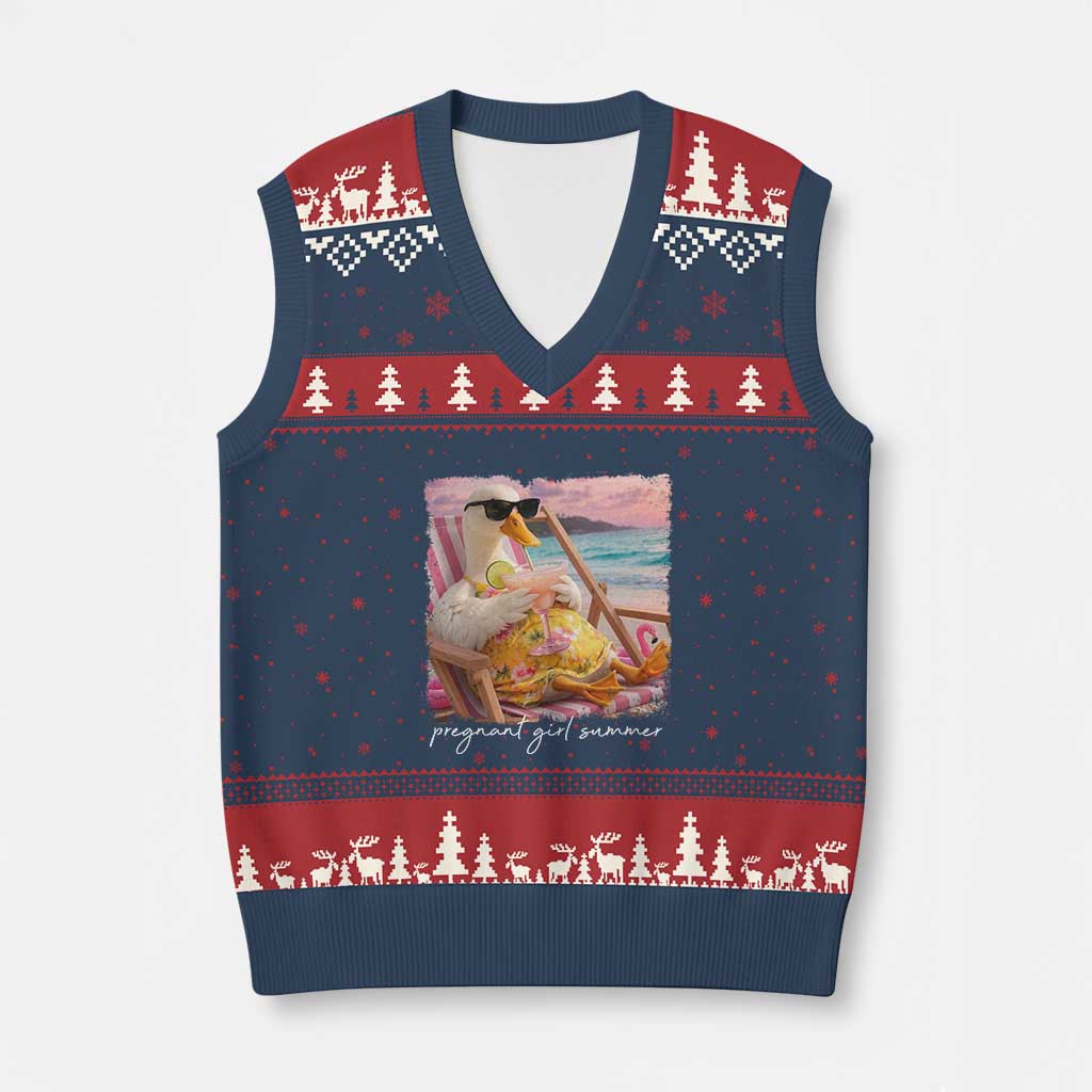 Pregnant Girl Summer V-Neck Knit Sweater Vest Silly Goose Mom Baby Announcement
