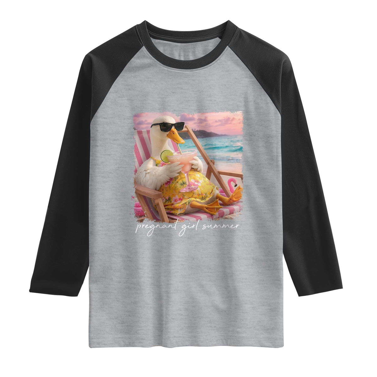 Pregnant Girl Summer Raglan Shirt Silly Goose Mom Baby Announcement