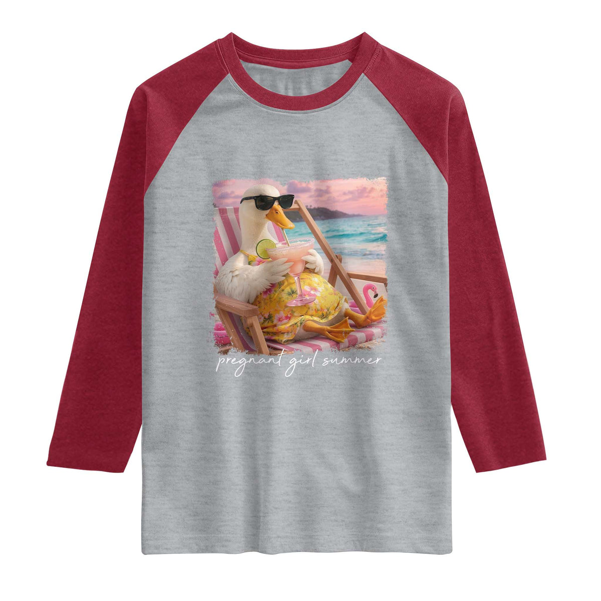 Pregnant Girl Summer Raglan Shirt Silly Goose Mom Baby Announcement