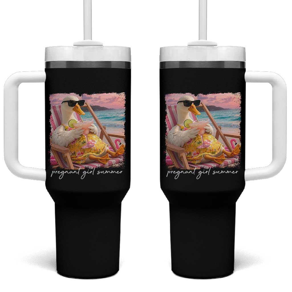 Pregnant Girl Summer Tumbler With Handle Silly Goose Mom Baby Announcement