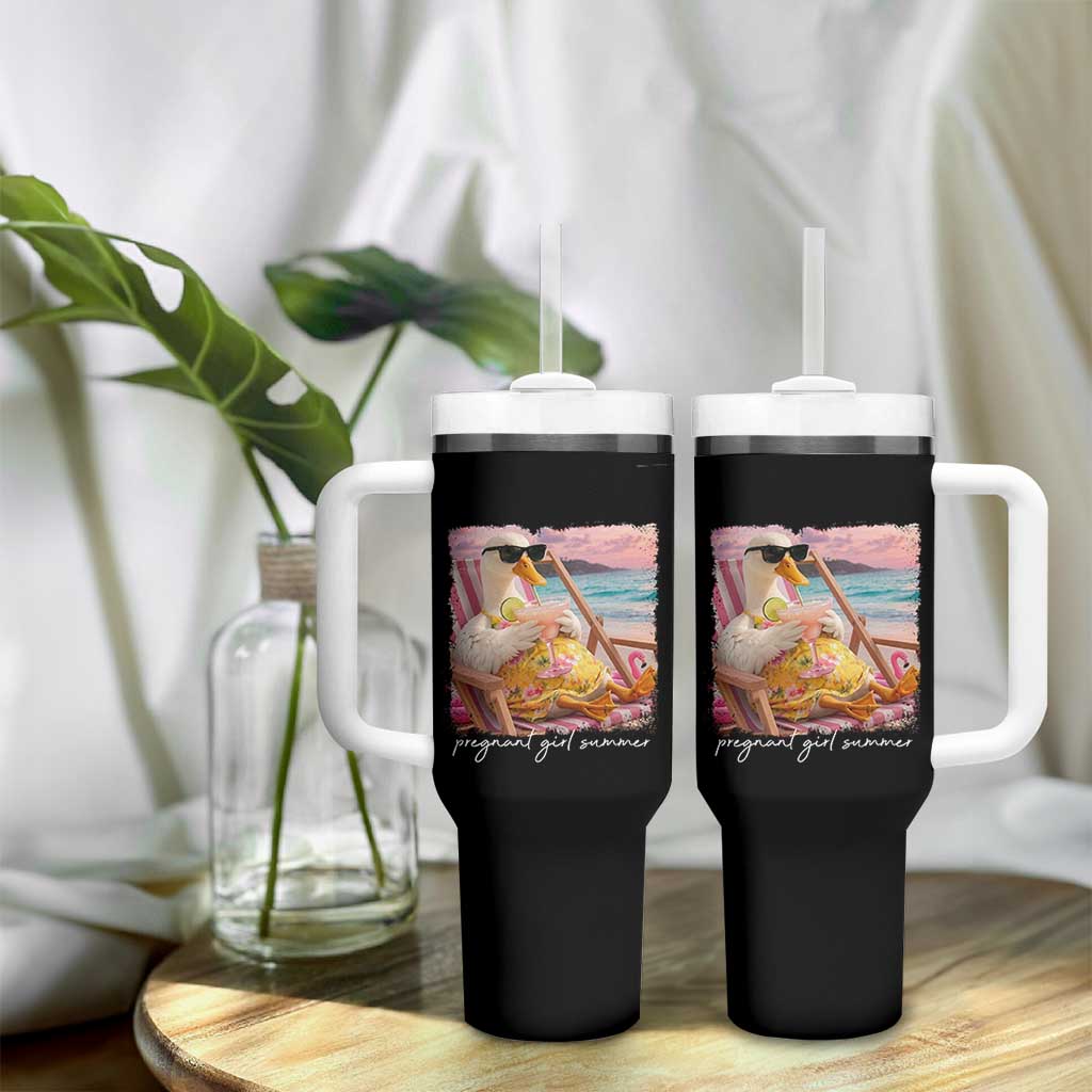 Pregnant Girl Summer Tumbler With Handle Silly Goose Mom Baby Announcement