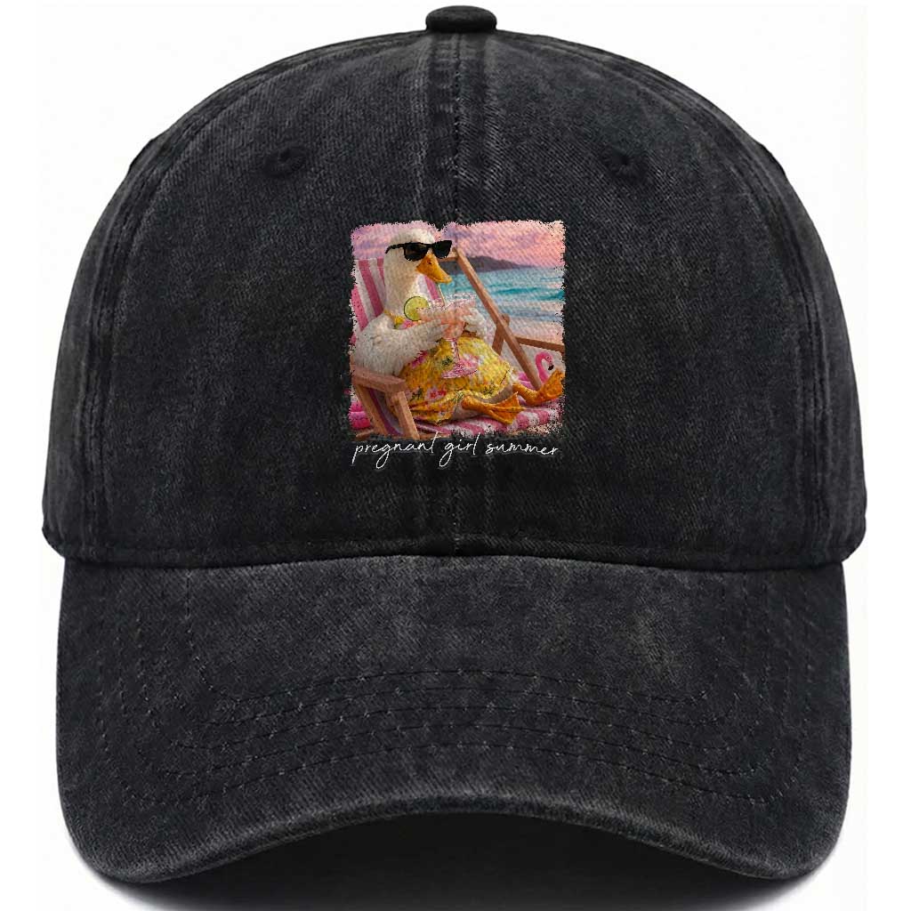 Pregnant Girl Summer Washed Cotton Baseball Cap Silly Goose Mom Baby Announcement