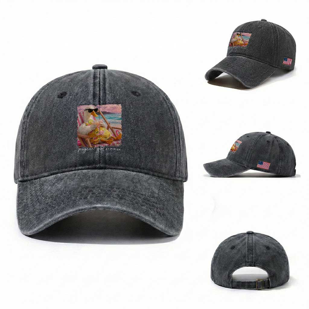 Pregnant Girl Summer Washed Cotton Baseball Cap Silly Goose Mom Baby Announcement