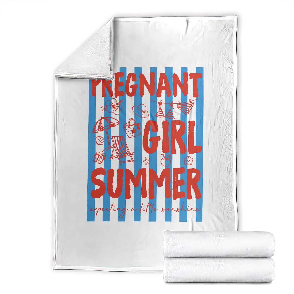 Pregnant Girl Summer Throw Blanket Funny Beach Pregnancy Announcement