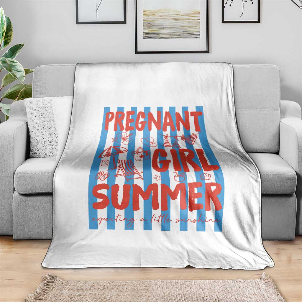 Pregnant Girl Summer Throw Blanket Funny Beach Pregnancy Announcement