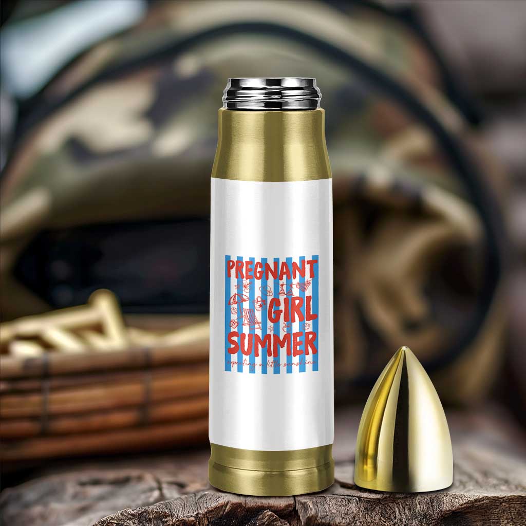 Pregnant Girl Summer Bullet Tumbler Funny Beach Pregnancy Announcement