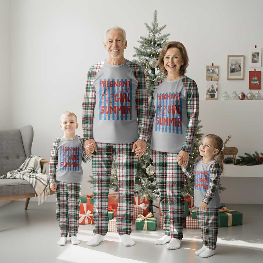 Pregnant Girl Summer Plaid Pajama Set Funny Beach Pregnancy Announcement