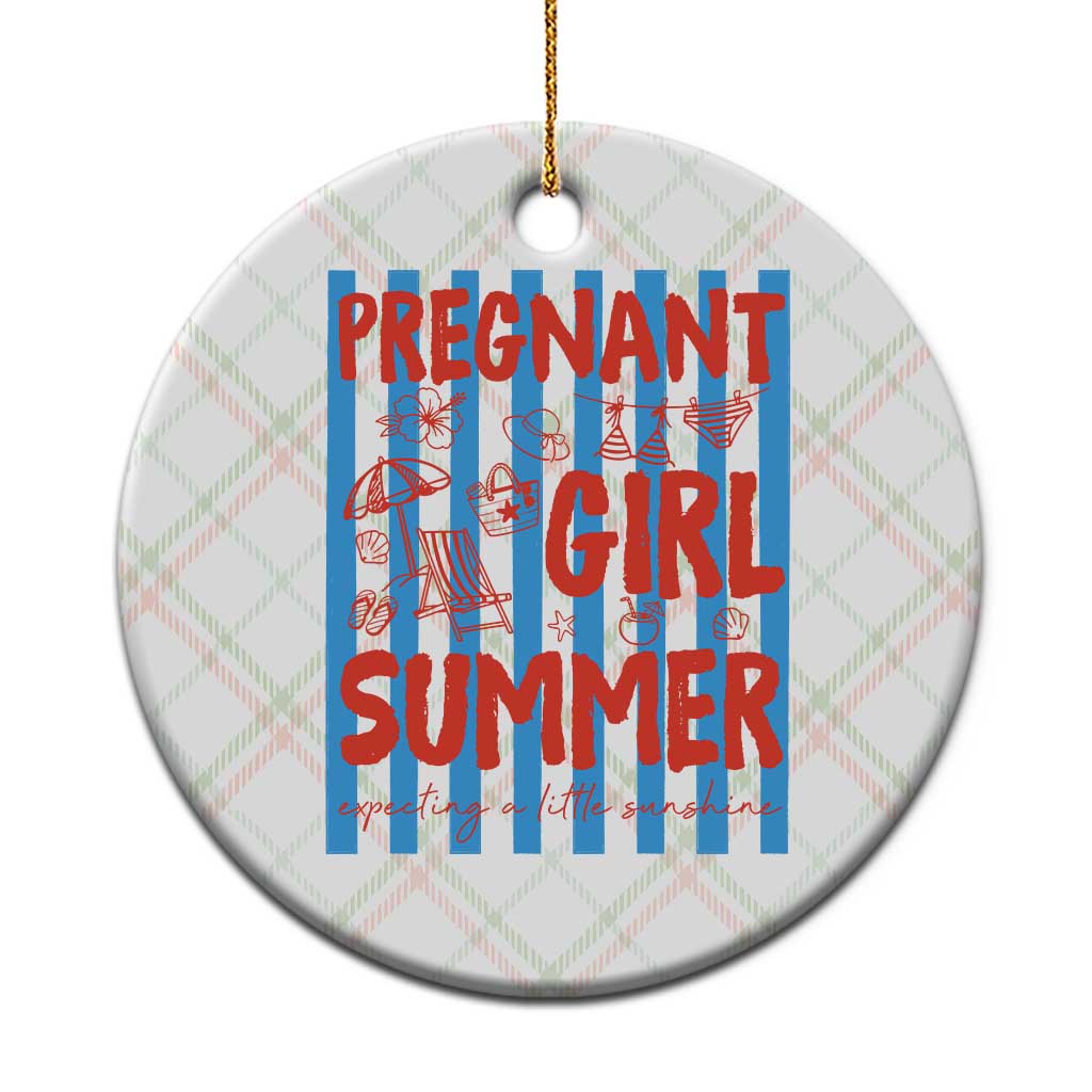 Pregnant Girl Summer Ceramic Ornament Funny Beach Pregnancy Announcement
