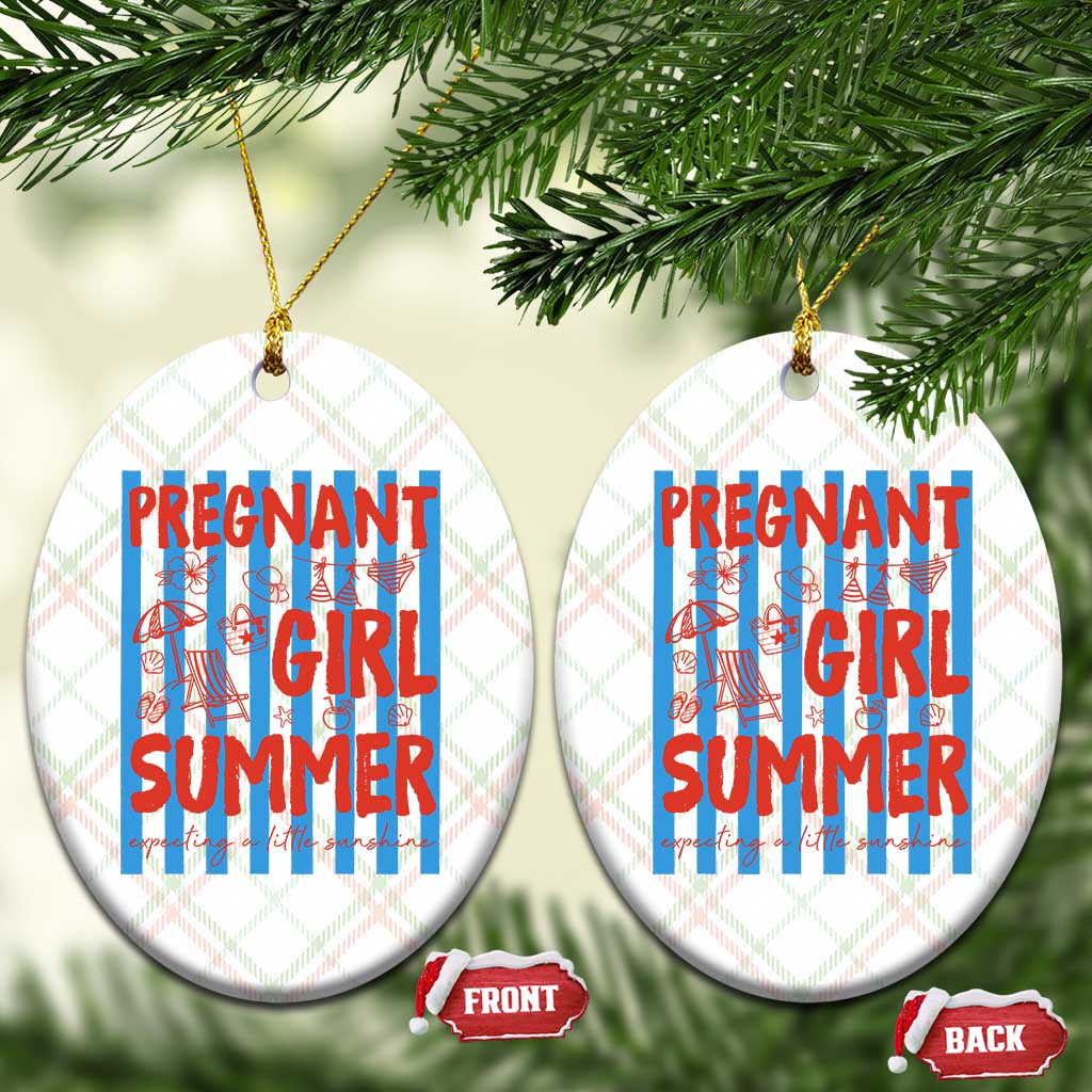 Pregnant Girl Summer Ceramic Ornament Funny Beach Pregnancy Announcement