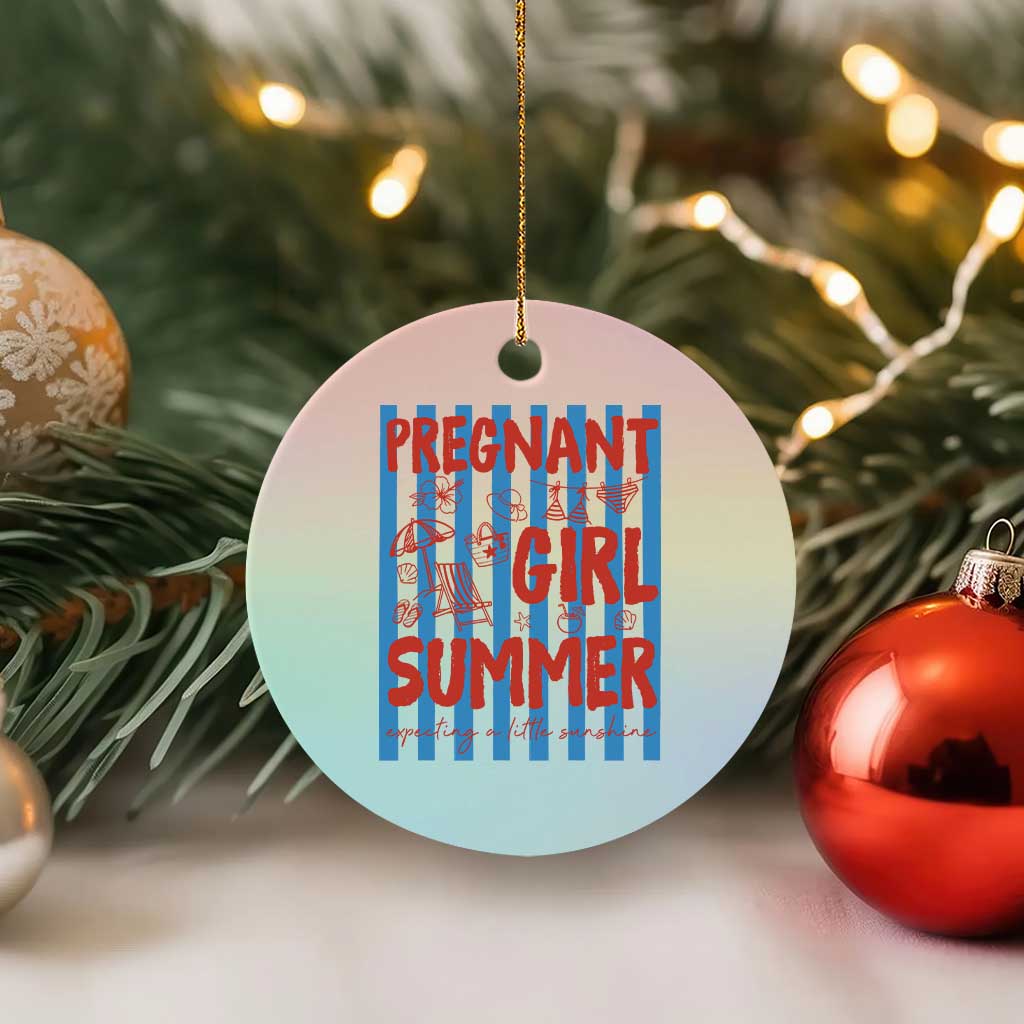 Pregnant Girl Summer Ceramic Ornament Funny Beach Pregnancy Announcement