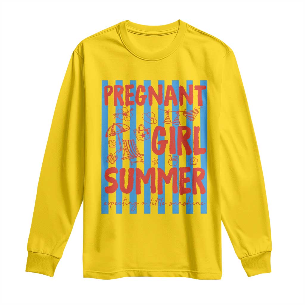 Pregnant Girl Summer Long Sleeve Shirt Funny Beach Pregnancy Announcement
