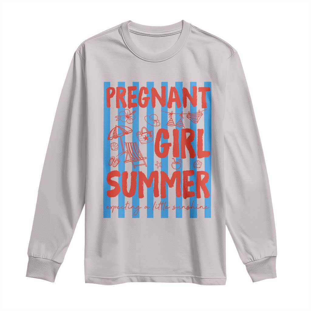 Pregnant Girl Summer Long Sleeve Shirt Funny Beach Pregnancy Announcement