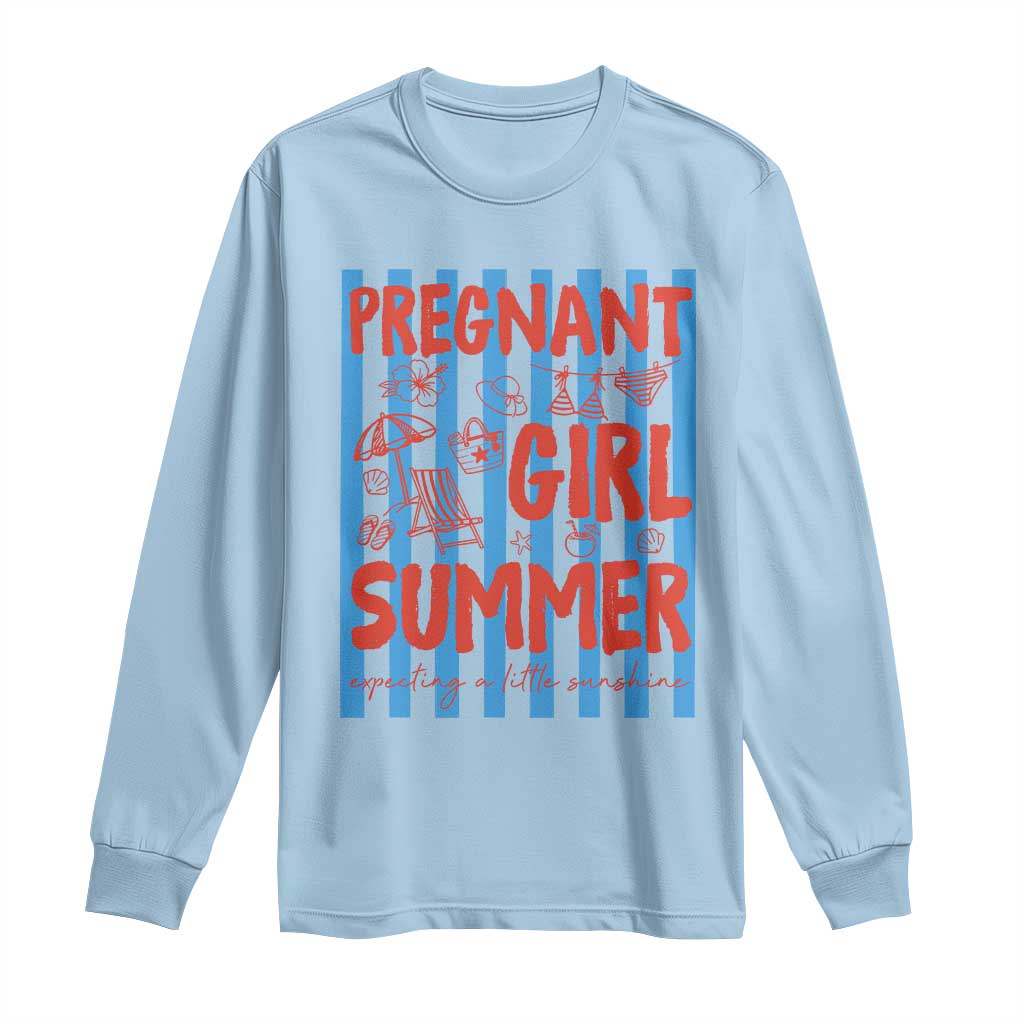 Pregnant Girl Summer Long Sleeve Shirt Funny Beach Pregnancy Announcement